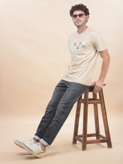 T-Shirt for Men | Breathable & Soft with Color Fastness Regular Fit Round Neck Cotton Blend Fabric Printed Pattern