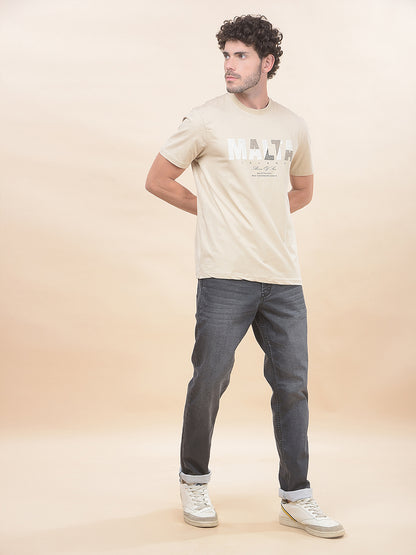 T-Shirt for Men | Breathable & Soft with Color Fastness Regular Fit Round Neck Cotton Blend Fabric Printed Pattern