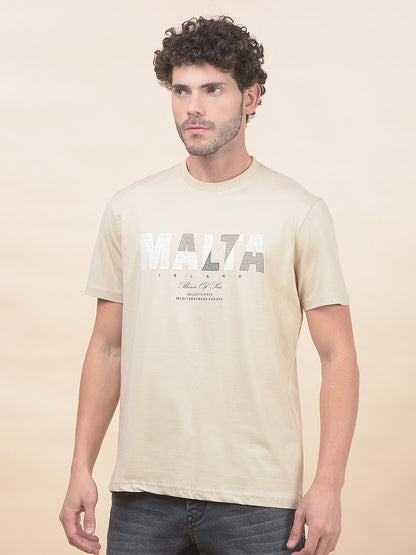 T-Shirt for Men | Breathable & Soft with Color Fastness Regular Fit Round Neck Cotton Blend Fabric Printed Pattern