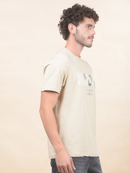 T-Shirt for Men | Breathable & Soft with Color Fastness Regular Fit Round Neck Cotton Blend Fabric Printed Pattern