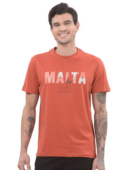 T-Shirt for Men | Breathable & Soft with Color Fastness Regular Fit Round Neck Cotton Blend Fabric Printed Pattern