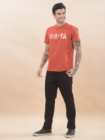 T-Shirt for Men | Breathable & Soft with Color Fastness Regular Fit Round Neck Cotton Blend Fabric Printed Pattern