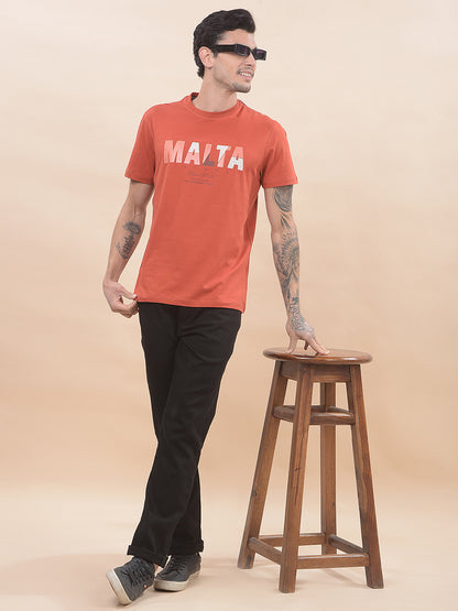 T-Shirt for Men | Breathable & Soft with Color Fastness Regular Fit Round Neck Cotton Blend Fabric Printed Pattern