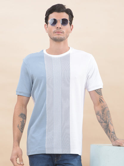 T-Shirt for Men | Breathable & Soft with Color Fastness Regular Fit Round Neck Poly Cotton Fabric Striped Pattern