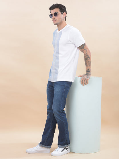 T-Shirt for Men | Breathable & Soft with Color Fastness Regular Fit Round Neck Poly Cotton Fabric Striped Pattern