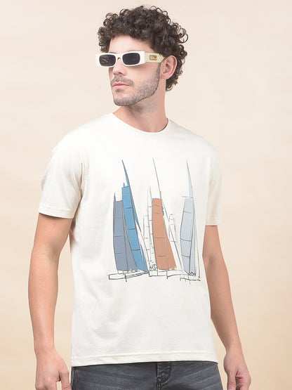 T-Shirt for Men | Breathable & Soft with Color Fastness Regular Fit Round Neck Poly Cotton Fabric Printed Pattern