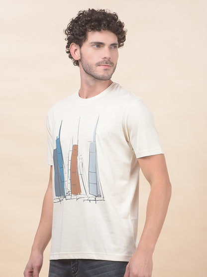 T-Shirt for Men | Breathable & Soft with Color Fastness Regular Fit Round Neck Poly Cotton Fabric Printed Pattern