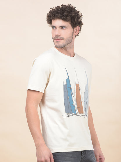 T-Shirt for Men | Breathable & Soft with Color Fastness Regular Fit Round Neck Poly Cotton Fabric Printed Pattern