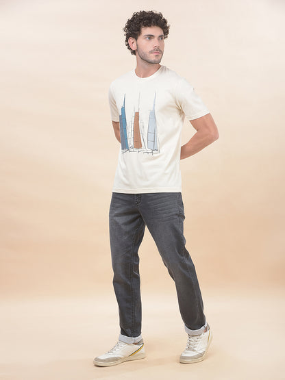 T-Shirt for Men | Breathable & Soft with Color Fastness Regular Fit Round Neck Poly Cotton Fabric Printed Pattern