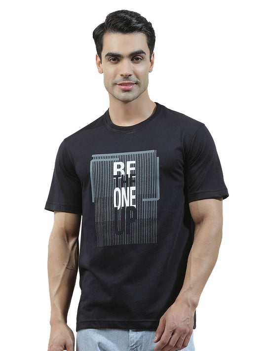 T-Shirt for Men | Breathable & Soft with Color Fastness Regular Fit Round Neck Poly Cotton Fabric Printed Pattern