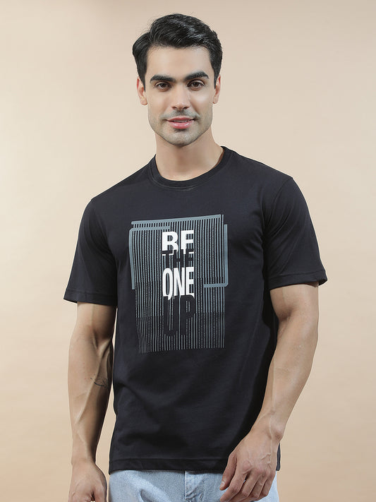 T-Shirt for Men | Breathable & Soft with Color Fastness Regular Fit Round Neck Poly Cotton Fabric Printed Pattern