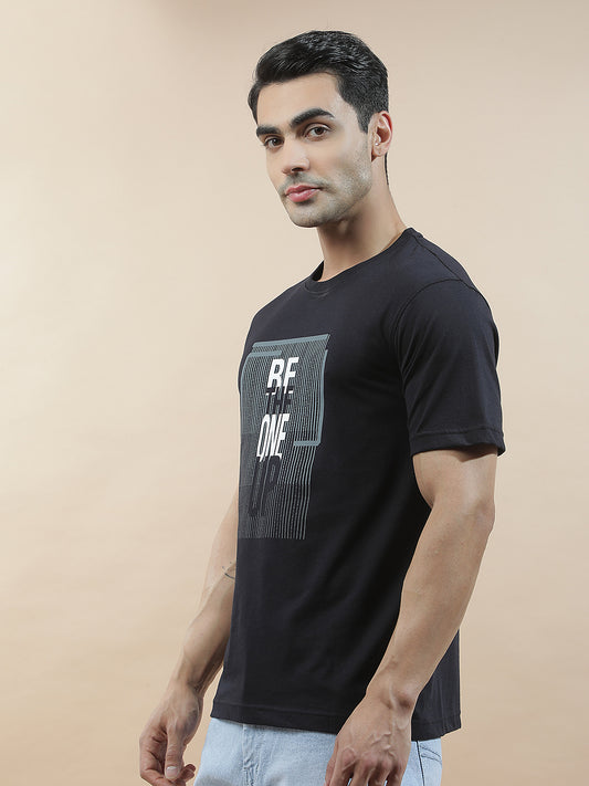T-Shirt for Men | Breathable & Soft with Color Fastness Regular Fit Round Neck Poly Cotton Fabric Printed Pattern