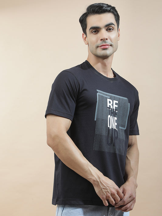 T-Shirt for Men | Breathable & Soft with Color Fastness Regular Fit Round Neck Poly Cotton Fabric Printed Pattern