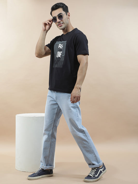 T-Shirt for Men | Breathable & Soft with Color Fastness Regular Fit Round Neck Poly Cotton Fabric Printed Pattern