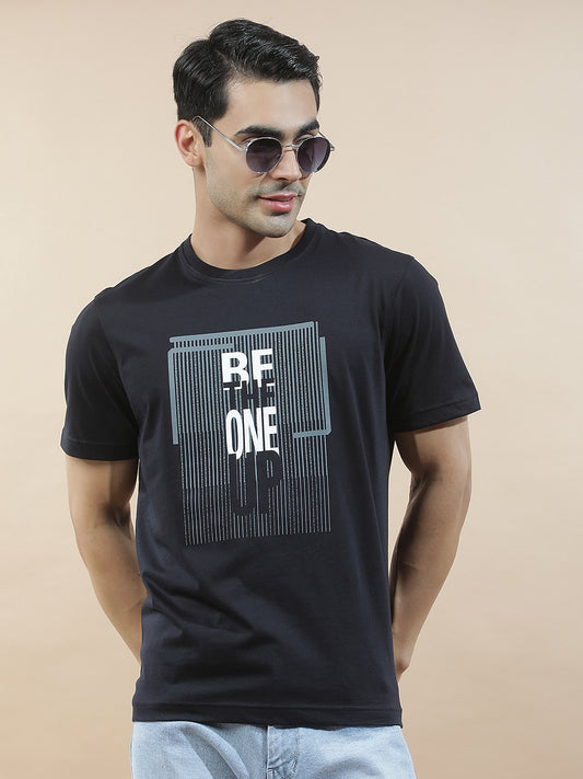 T-Shirt for Men | Breathable & Soft with Color Fastness Regular Fit Round Neck Poly Cotton Fabric Printed Pattern