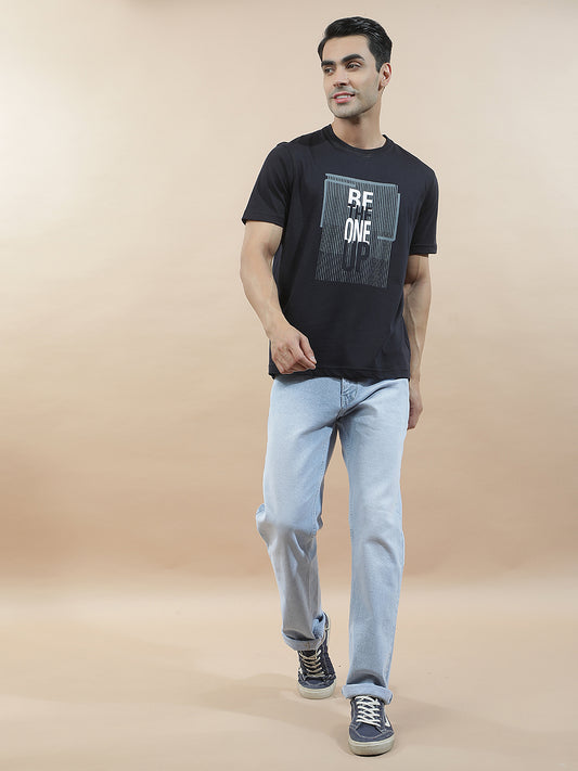 T-Shirt for Men | Breathable & Soft with Color Fastness Regular Fit Round Neck Poly Cotton Fabric Printed Pattern