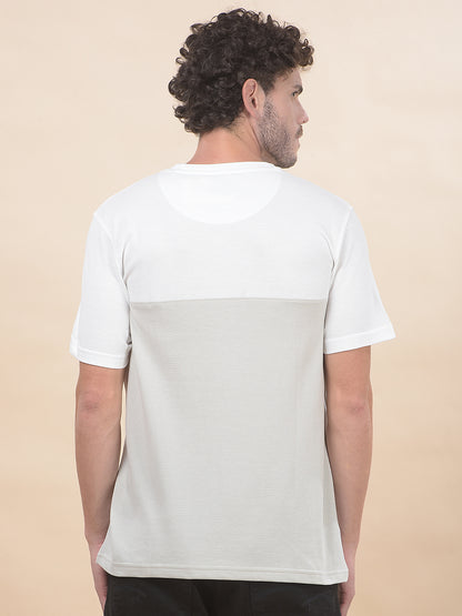 T-Shirt for Men | Breathable & Soft with Color Fastness Regular Fit Round Neck Poly Cotton Fabric Colourblocked Pattern