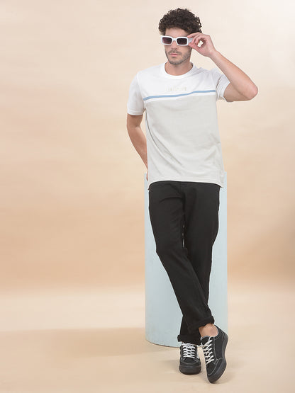 T-Shirt for Men | Breathable & Soft with Color Fastness Regular Fit Round Neck Poly Cotton Fabric Colourblocked Pattern