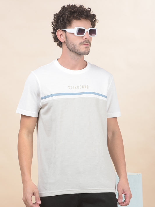 T-Shirt for Men | Breathable & Soft with Color Fastness Regular Fit Round Neck Poly Cotton Fabric Colourblocked Pattern