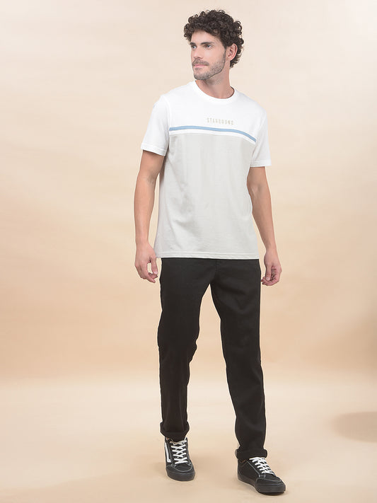 T-Shirt for Men | Breathable & Soft with Color Fastness Regular Fit Round Neck Poly Cotton Fabric Colourblocked Pattern