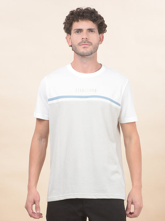 T-Shirt for Men | Breathable & Soft with Color Fastness Regular Fit Round Neck Poly Cotton Fabric Colourblocked Pattern