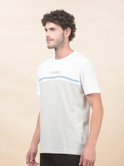 T-Shirt for Men | Breathable & Soft with Color Fastness Regular Fit Round Neck Poly Cotton Fabric Colourblocked Pattern