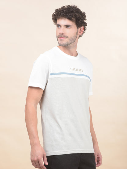 T-Shirt for Men | Breathable & Soft with Color Fastness Regular Fit Round Neck Poly Cotton Fabric Colourblocked Pattern