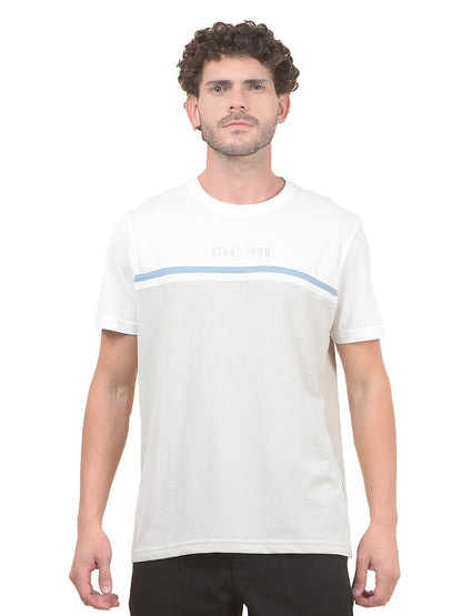 T-Shirt for Men | Breathable & Soft with Color Fastness Regular Fit Round Neck Poly Cotton Fabric Colourblocked Pattern