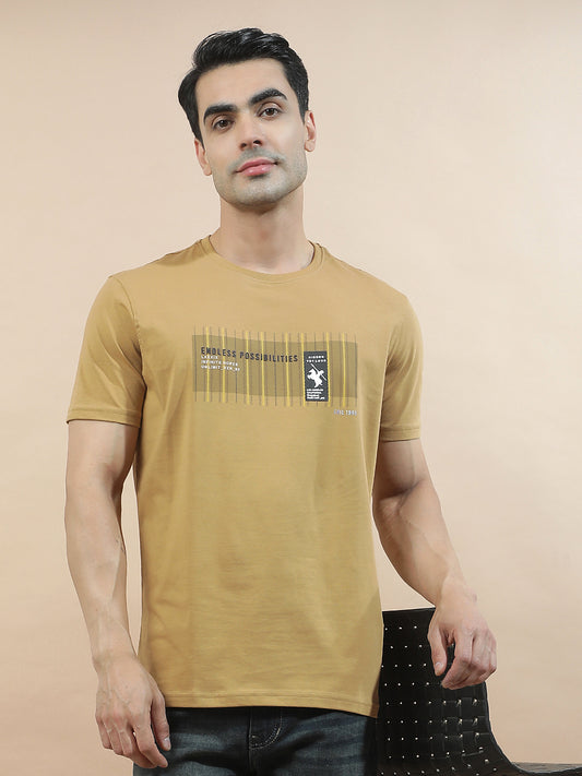 T-Shirt for Men | Breathable & Soft with Color Fastness Regular Fit Round Neck Cotton Blend Fabric Printed Pattern