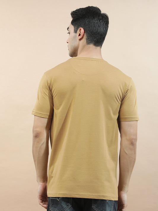 T-Shirt for Men | Breathable & Soft with Color Fastness Regular Fit Round Neck Cotton Blend Fabric Printed Pattern