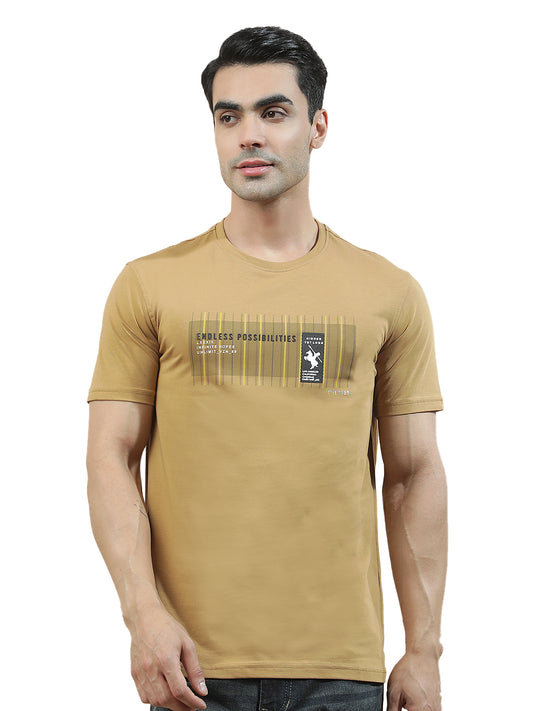 T-Shirt for Men | Breathable & Soft with Color Fastness Regular Fit Round Neck Cotton Blend Fabric Printed Pattern