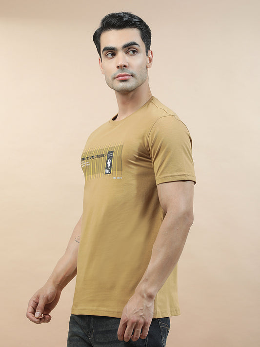 T-Shirt for Men | Breathable & Soft with Color Fastness Regular Fit Round Neck Cotton Blend Fabric Printed Pattern