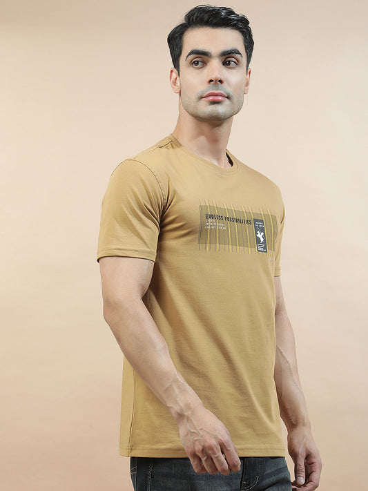 T-Shirt for Men | Breathable & Soft with Color Fastness Regular Fit Round Neck Cotton Blend Fabric Printed Pattern