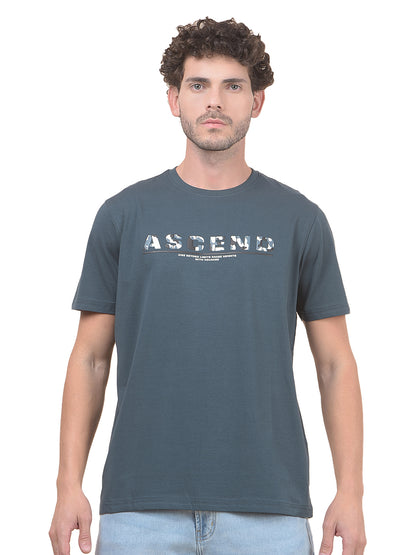 T-Shirt for Men | Breathable & Soft with Color Fastness Regular Fit Round Neck Cotton Blend Fabric Printed Pattern