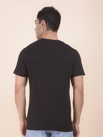 T-Shirt for Men | Breathable & Soft with Color Fastness Regular Fit Round Neck Poly Cotton Fabric Self Design Pattern
