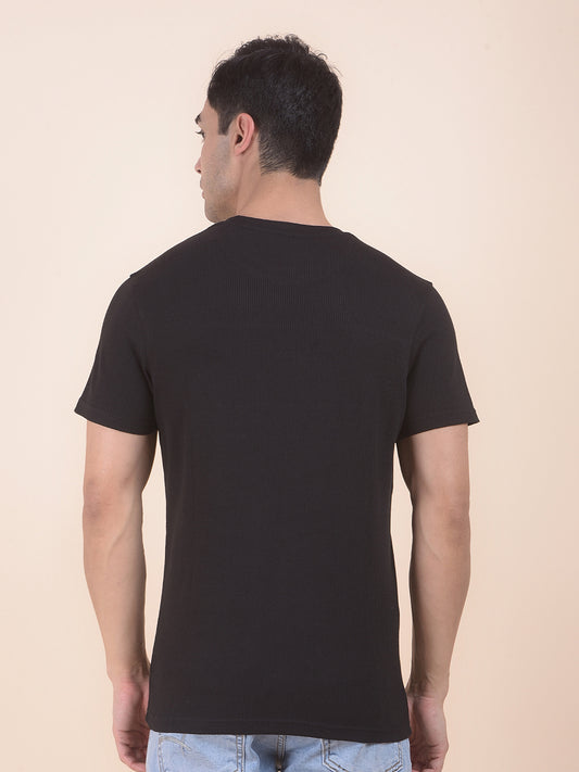 T-Shirt for Men | Breathable & Soft with Color Fastness Regular Fit Round Neck Poly Cotton Fabric Self Design Pattern