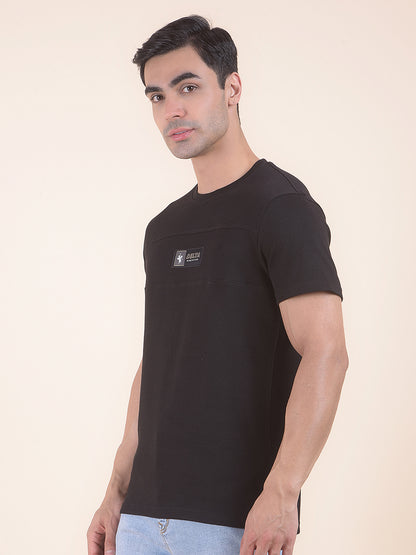 T-Shirt for Men | Breathable & Soft with Color Fastness Regular Fit Round Neck Poly Cotton Fabric Self Design Pattern
