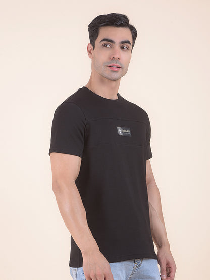 T-Shirt for Men | Breathable & Soft with Color Fastness Regular Fit Round Neck Poly Cotton Fabric Self Design Pattern
