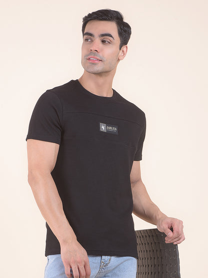 T-Shirt for Men | Breathable & Soft with Color Fastness Regular Fit Round Neck Poly Cotton Fabric Self Design Pattern