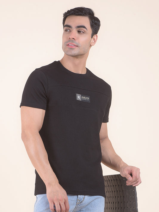 T-Shirt for Men | Breathable & Soft with Color Fastness Regular Fit Round Neck Poly Cotton Fabric Self Design Pattern
