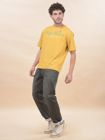 T-Shirt for Men | Breathable & Soft with Color Fastness Regular Fit Round Neck Cotton Blend Fabric Printed Pattern