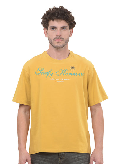 T-Shirt for Men | Breathable & Soft with Color Fastness Regular Fit Round Neck Cotton Blend Fabric Printed Pattern