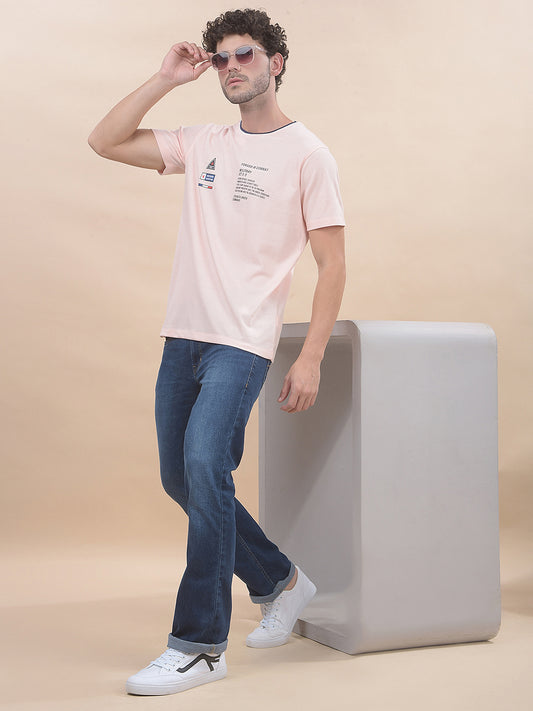 T-Shirt for Men | Breathable & Soft with Color Fastness Regular Fit Round Neck Poly Cotton Fabric Printed Pattern