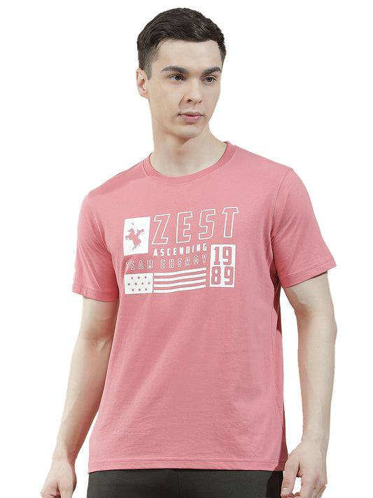 T-Shirt for Men | Breathable & Soft with Color Fastness Regular Fit Round Neck Poly Cotton Fabric Printed Pattern