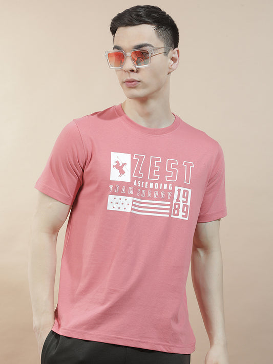 T-Shirt for Men | Breathable & Soft with Color Fastness Regular Fit Round Neck Poly Cotton Fabric Printed Pattern