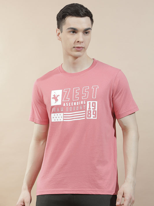 T-Shirt for Men | Breathable & Soft with Color Fastness Regular Fit Round Neck Poly Cotton Fabric Printed Pattern