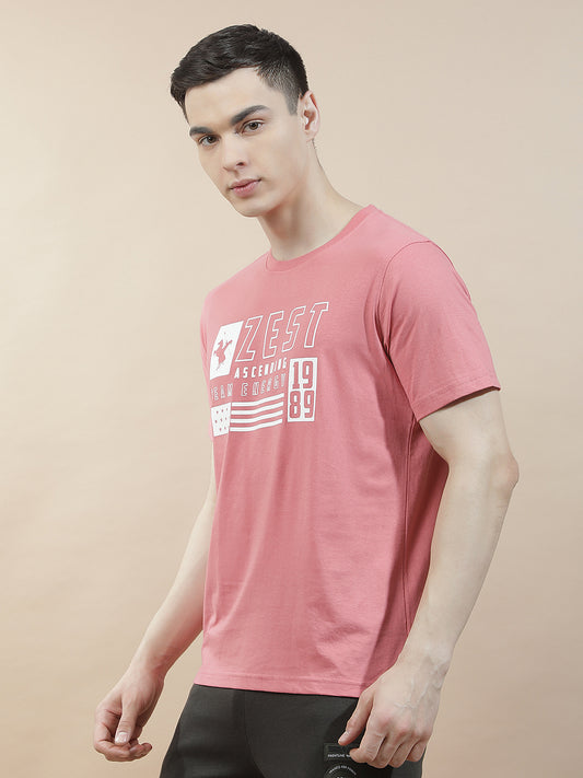 T-Shirt for Men | Breathable & Soft with Color Fastness Regular Fit Round Neck Poly Cotton Fabric Printed Pattern