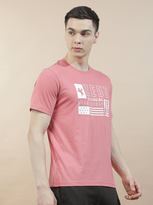 T-Shirt for Men | Breathable & Soft with Color Fastness Regular Fit Round Neck Poly Cotton Fabric Printed Pattern