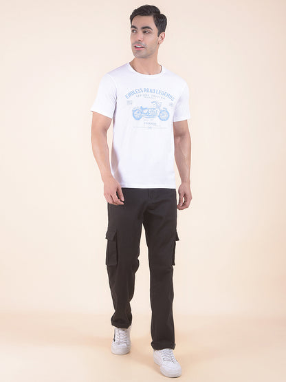 T-Shirt for Men | Breathable & Soft with Color Fastness Regular Fit Round Neck Poly Cotton Fabric Printed Pattern