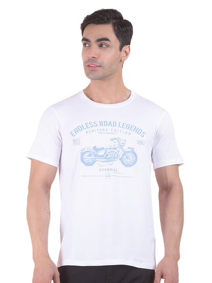 T-Shirt for Men | Breathable & Soft with Color Fastness Regular Fit Round Neck Poly Cotton Fabric Printed Pattern